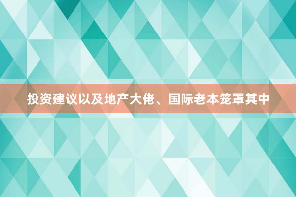 投资建议以及地产大佬、国际老本笼罩其中