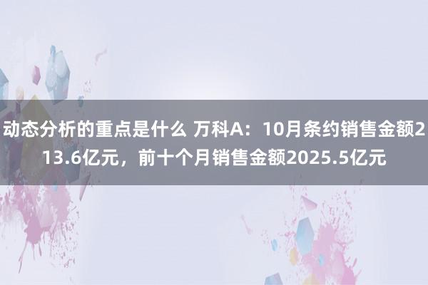 动态分析的重点是什么 万科A：10月条约销售金额213.6亿元，前十个月销售金额2025.5亿元