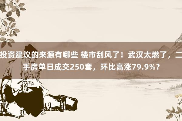 投资建议的来源有哪些 楼市刮风了！武汉太燃了，二手房单日成交250套，环比高涨79.9%？