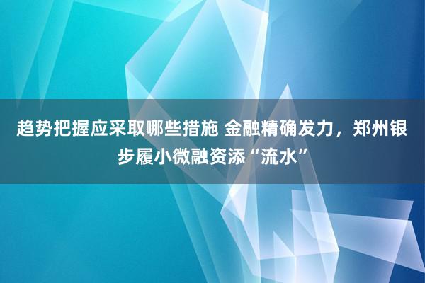 趋势把握应采取哪些措施 金融精确发力，郑州银步履小微融资添“流水”