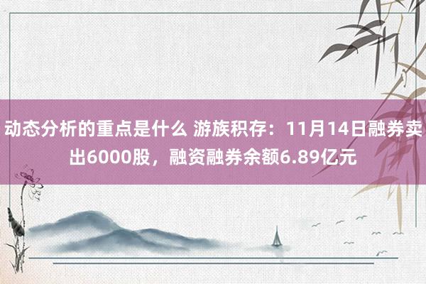 动态分析的重点是什么 游族积存：11月14日融券卖出6000股，融资融券余额6.89亿元