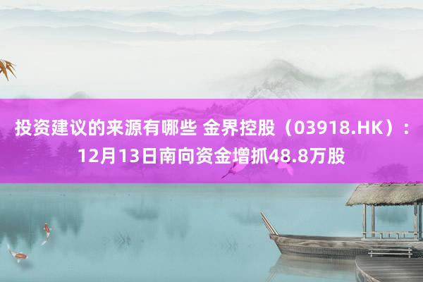 投资建议的来源有哪些 金界控股（03918.HK）：12月13日南向资金增抓48.8万股