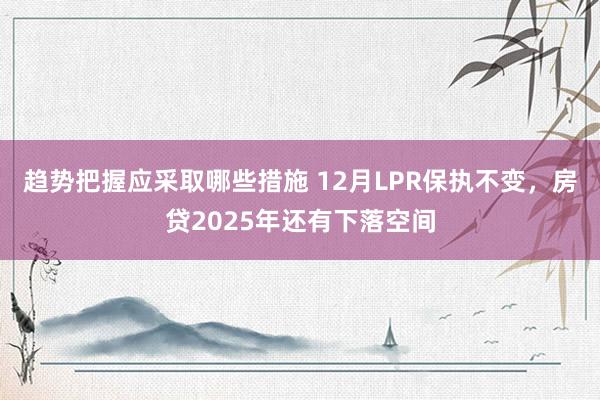 趋势把握应采取哪些措施 12月LPR保执不变，房贷2025年还有下落空间