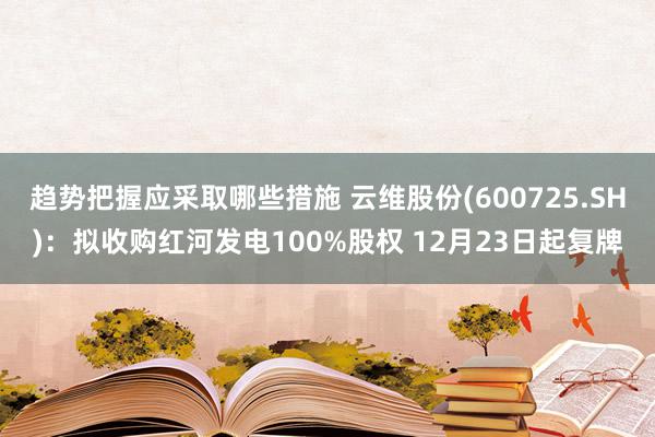 趋势把握应采取哪些措施 云维股份(600725.SH)：拟收购红河发电100%股权 12月23日起复牌