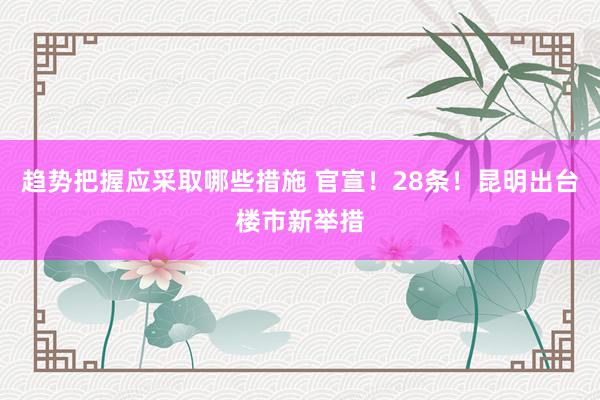 趋势把握应采取哪些措施 官宣！28条！昆明出台楼市新举措