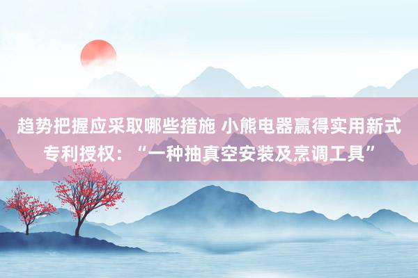 趋势把握应采取哪些措施 小熊电器赢得实用新式专利授权：“一种抽真空安装及烹调工具”