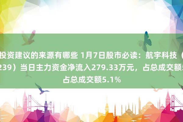 投资建议的来源有哪些 1月7日股市必读：航宇科技（688239）当日主力资金净流入279.33万元，占总成交额5.1%