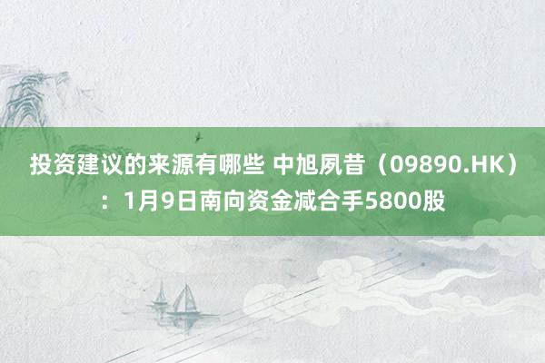 投资建议的来源有哪些 中旭夙昔（09890.HK）：1月9日南向资金减合手5800股