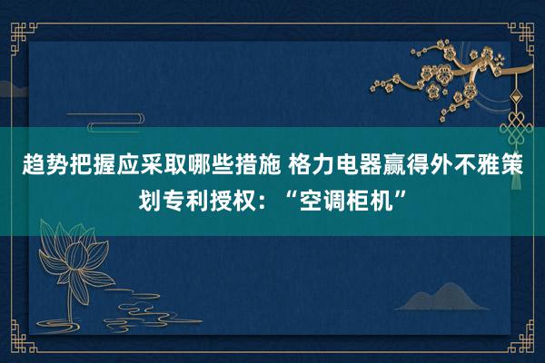 趋势把握应采取哪些措施 格力电器赢得外不雅策划专利授权：“空调柜机”